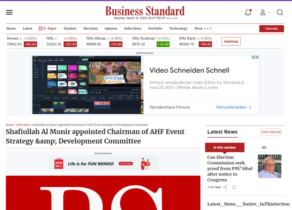 Shafiullah Al Munir appointed Chairman of AHF Event Strategy & Development Committee